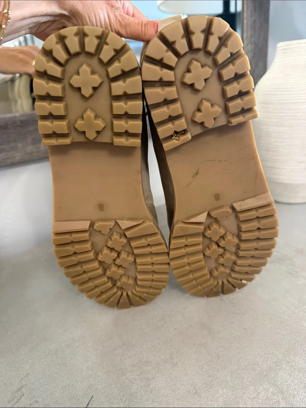 Classic Suede Lace-Up Ankle Boots in Beige